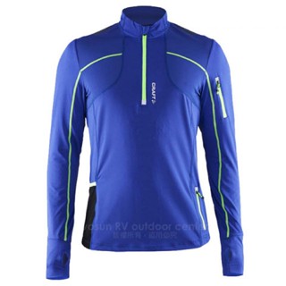 【瑞典 Craft】Trail LS shirt 男款 長袖拉鍊立領中層衣.自行車衣.吸濕.排汗 深藍 1903222