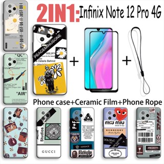 2 合 1 Infinix Note 12 Pro 4G 手機殼帶鋼化玻璃陶瓷膜螢幕保護膜時尚系列