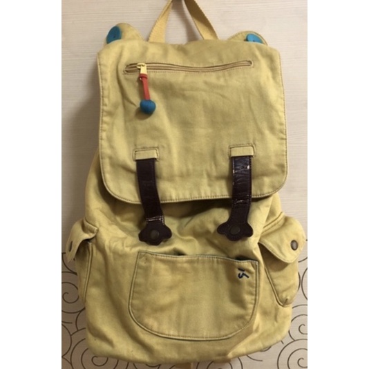 二手背包 a la sha大容量背包 A4 筆電可容納 芥末黃 後背包