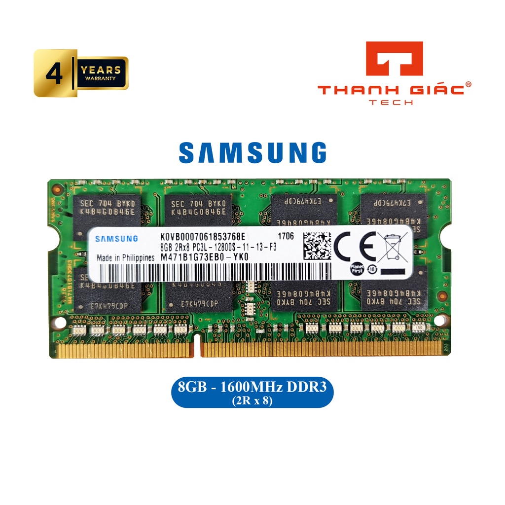 筆記本電腦 RAM DDR3L 三星 4GB /8GB Bus 1600 (12800S) 進口商品 -