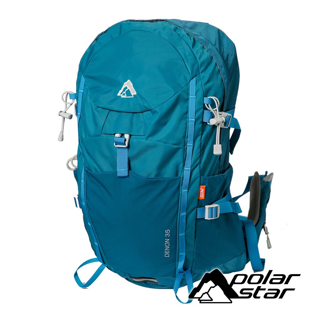 【PolarStar】透氣網架健行背包35L『藍綠』P22753