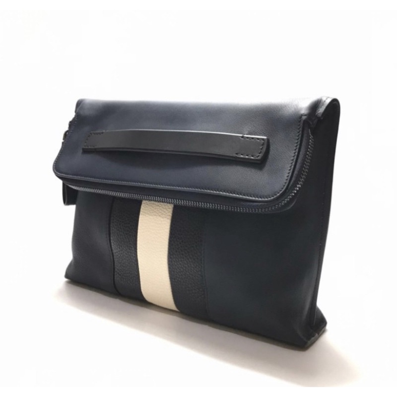 BALLY Benjy Navy Leather Clutch Bag 極新 手拿包 海軍藍 巴利 商務 公事包 精品