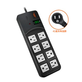 PowerSync 群加 TPS318TN0027/一開八插尿素延長線/2.7M/黑 3孔延長線- 綠風潮