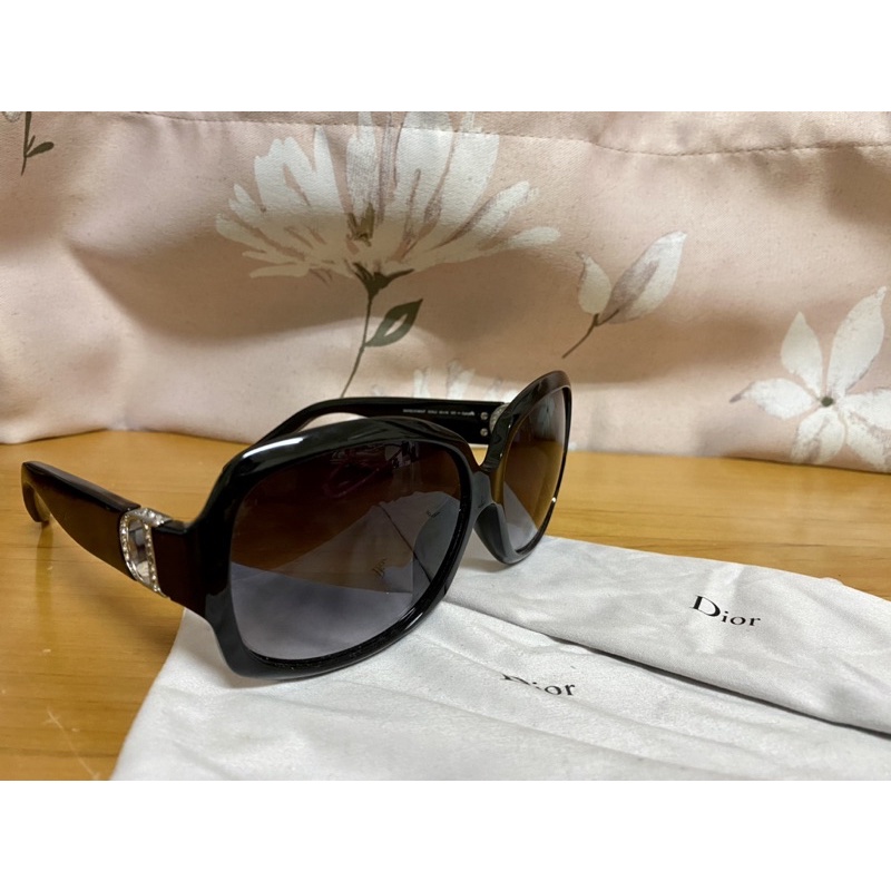 二手 專櫃購入Dior水鑽logo太陽眼鏡 大黑框 義大利製