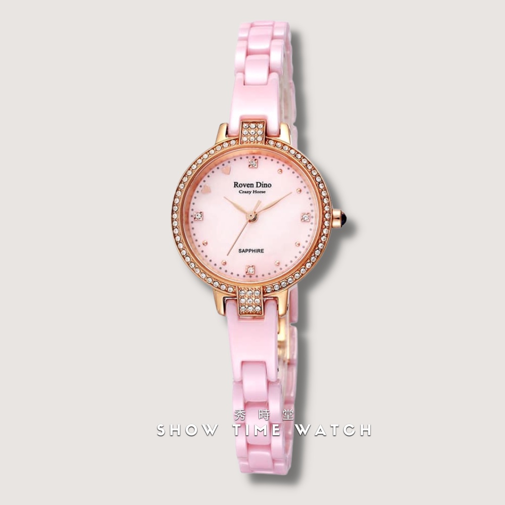 Roven Dino 羅梵迪諾 閃耀優雅細緻陶瓷帶腕錶-粉玫瑰金 RD6094P [ 秀時堂 ]