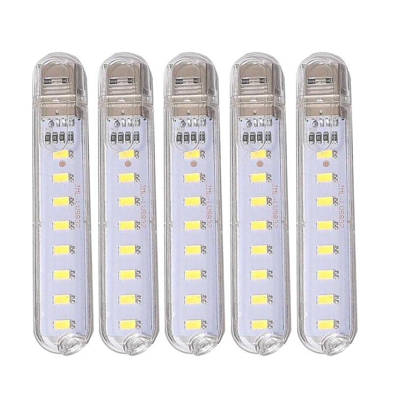 5 件防水迷你 USB 8 LED 燈袖珍卡燈移動電源野營筆記本電腦 DC 5V 燈