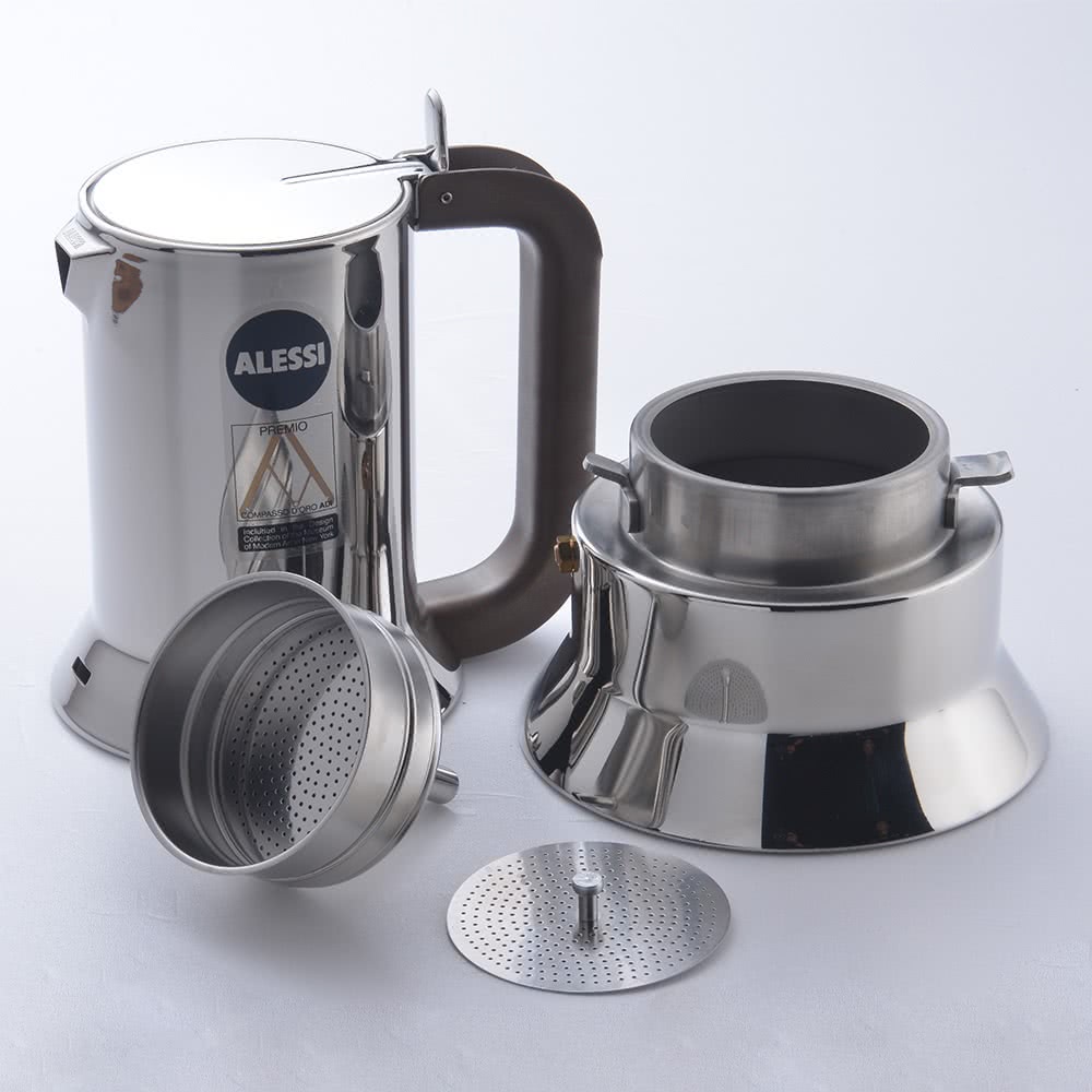 【全球運動】Alessi  9090 3 /6 /10杯 送爐架 不鏽鋼摩卡電火咖啡壺 內含原廠減量片18/10