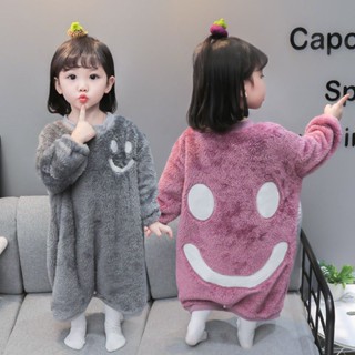 現貨洋氣女童秋冬法蘭絨睡袍女寶寶秋冬家居服可愛兒童珊瑚絨睡衣加厚睡裙