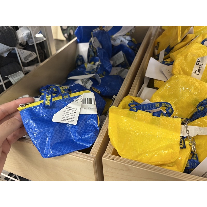 日本購入 超可愛 IKEA 迷你零錢包 經典購物袋造型 藍黃兩色