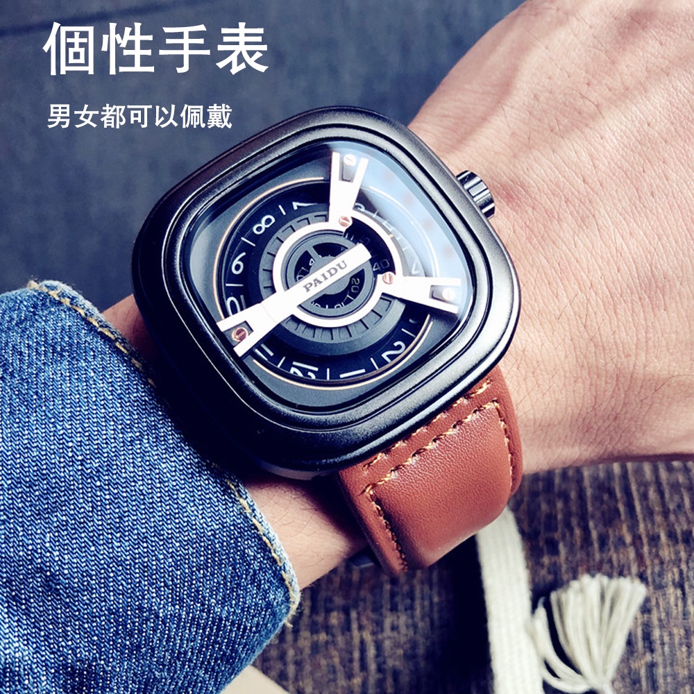 Image of 【未來科技】  手錶 休閒石英錶 情侶手錶 個性手錶 新概念黑科技手錶 方形大錶盤 男女通用 #1