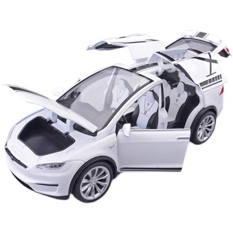 🔥現貨🔥 建元模型 1:20 特斯拉 TESLA Model X六開門 合金模型車 白色 模型車 1:20
