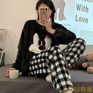 【LULU服飾專區】韓國ins睡衣女鼕季加厚加絨可愛珊瑚絨學生宿捨可外穿傢居服套裝