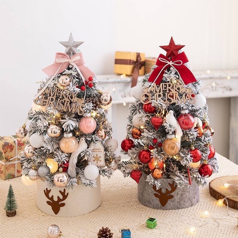 「當天出貨」🎄桌上型雪花聖誕樹/45公分高/下雪聖誕樹/鹿角髮箍/有LED亮燈/松果髮箍