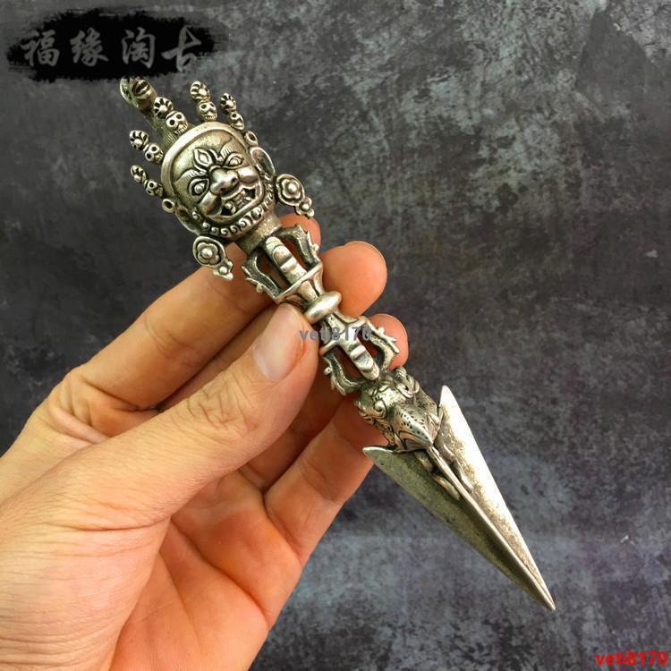 新品*熱賣*復古白銅金剛杵撅銅金剛撅降魔杵馬頭明王三面普巴杵宗教用品法器