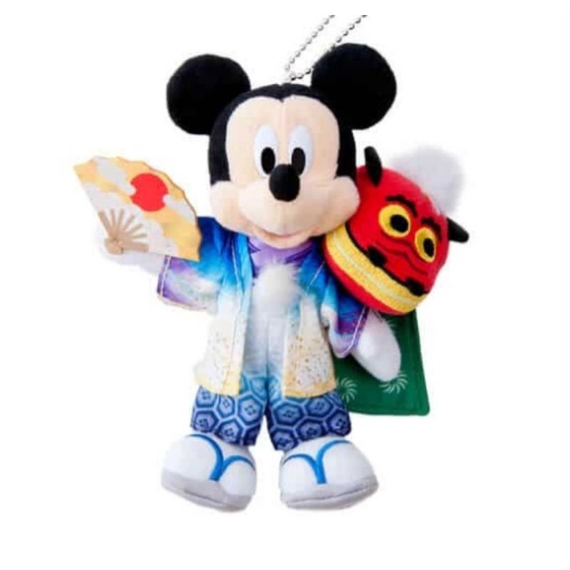 全新 日本迪士尼樂園 2018年 米奇新年和服別針吊飾 mickey mouse浴衣扇子團扇包包掛飾 米老鼠納福掛件擺飾
