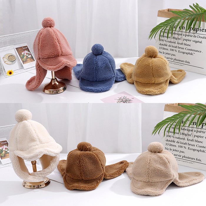 &lt;韓國&gt;冷天保暖羊毛耳塞嬰兒帽5色