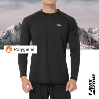 【A-MYZONE】Polygiene 男款登山刷毛上衣\底層衣\輕刷毛保暖衣\發熱衣｜抗菌除臭透氣速乾 台灣製