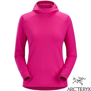 【ARCTERYX 始祖鳥】女新款 Motus 彈性連帽長袖排汗衣/T恤.底層衣.登山運動 鐵克諾紅 30100