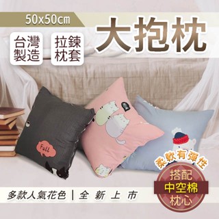 大抱枕 50 x 50cm 聚酯纖維磨毛 柔軟有彈性款 臺灣製造 可拆洗枕套 現貨 可超取
