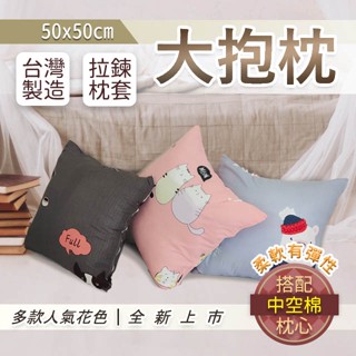 大抱枕 50 x 50cm 聚酯纖維磨毛 柔軟有彈性款 台灣製造 可拆洗枕套 現貨 可超取