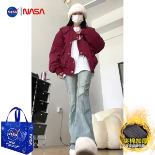 飛行外套NASA不規則飛行夾剋美式hiphop工裝外套鼕季棉服女洋氣小棉襖新款 ZT3B