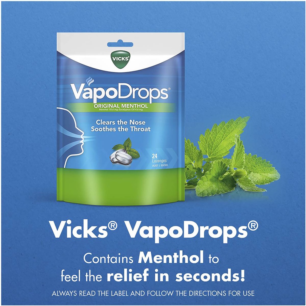 代購澳洲Vicks Vapodrops 潤喉糖原味