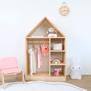 「Baby Time」兒童衣櫃收納櫃兒童房簡易實木掛衣櫃男孩女孩小衣櫥櫃儲物櫃