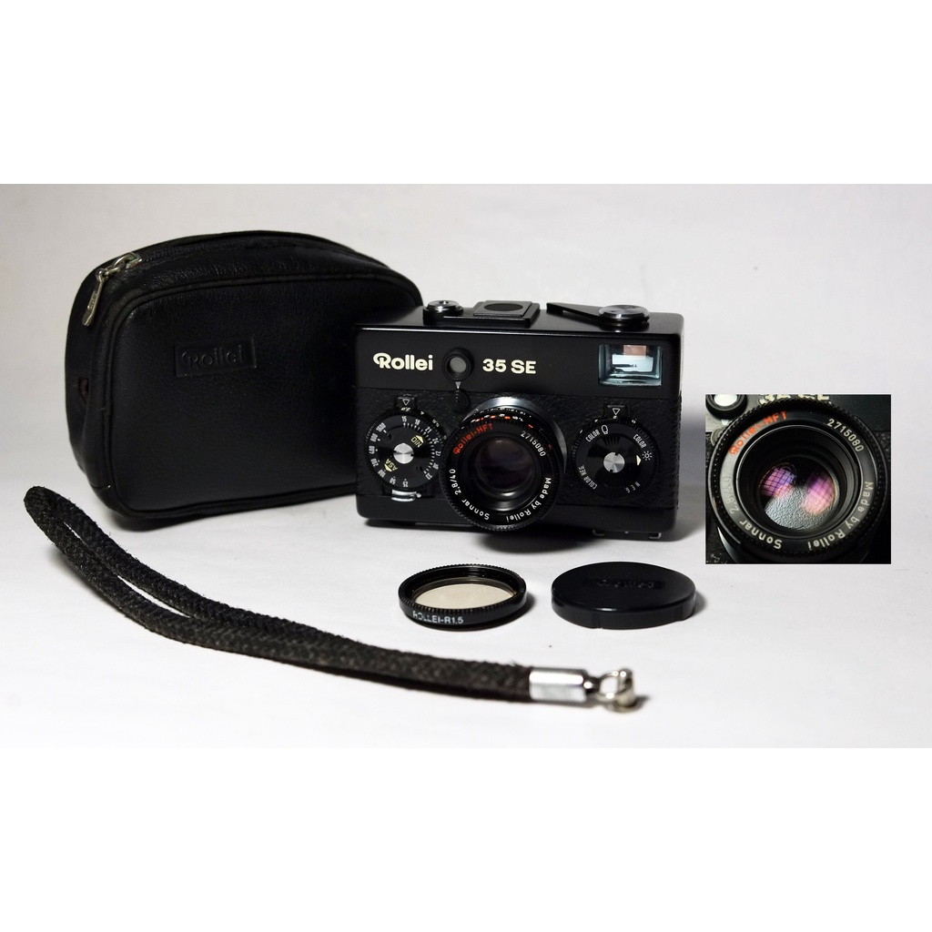 [ 慢調思理 ] 稀少黑機 Rollei 35 SE F2.8 大光圈鏡頭 +原廠皮套 + 手腕帶