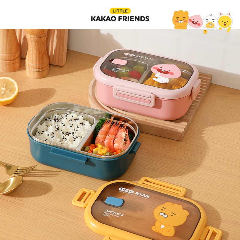 台灣現貨⭐ KAKAO 便當盒 304 不鏽鋼 分格便當盒 食品級 便攜餐盒 RYAN 萊恩 APEACH 桃子