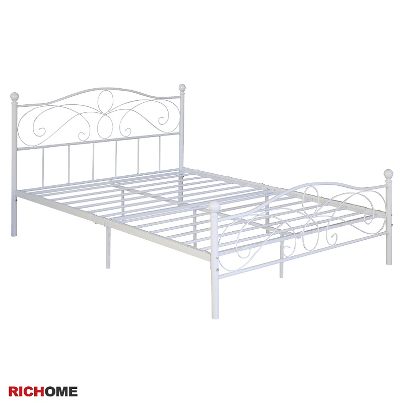 RICHOME 福利品 BE-257 BE-256 夢麗五呎雙人床 床架 雙人床 單人床 鐵床 白色 浪漫