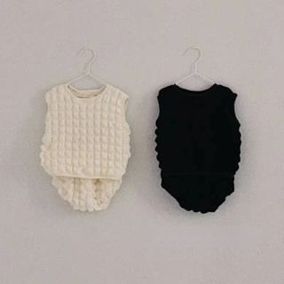 0-3 歲女嬰套裝華夫格背心 + 短褲 2 件嬰兒衣服新生兒衣服套裝
