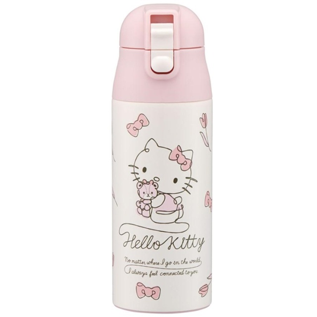 【現貨】小禮堂 Hello Kitty 彈蓋不鏽鋼保溫瓶 360ml (粉白鬱金香款)