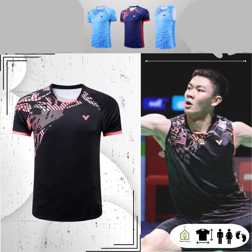 Victor 2024設計羽毛球服馬來西亞新款無袖運動衫比賽隊服休閒透氣運動衫酷運動T恤短袖上衣