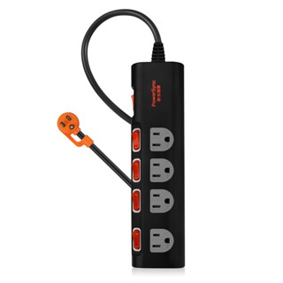 PowerSync群加 5開4插/7開6插防雷擊抗搖擺延長線(加大間距)1.8M黑(臺製)