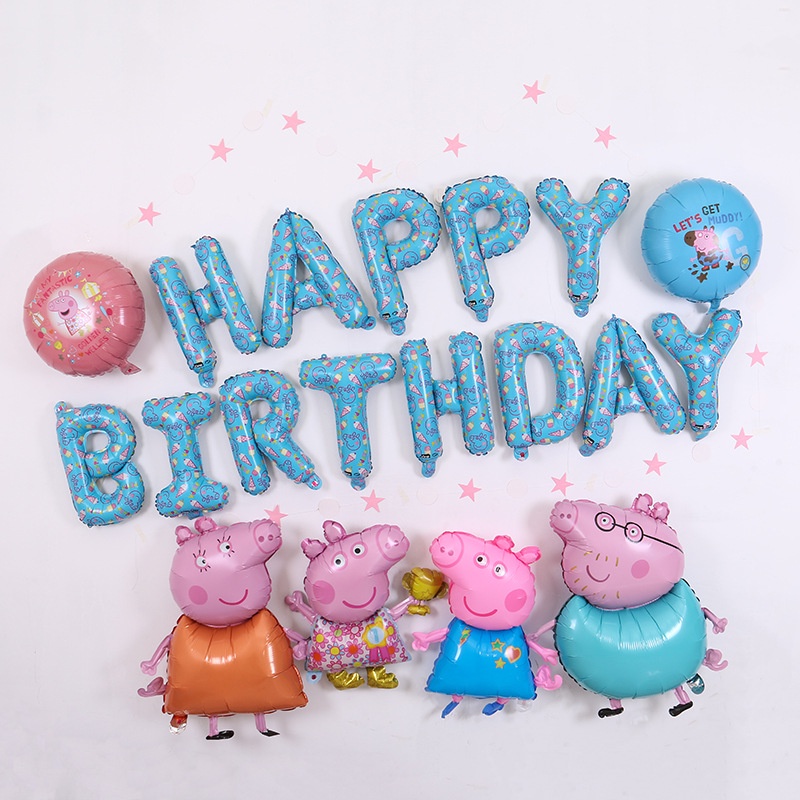 BERRY現貨✨佩佩豬印花字母氣球 小豬佩奇粉紅豬小妹 生日 PEPPA PIG 鋁膜氣球 孩子良伴 生日派對裝飾氣球