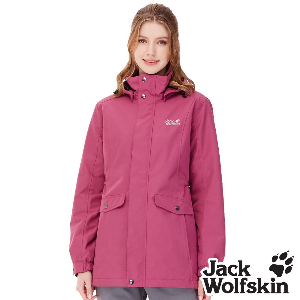 【Jack wolfskin 飛狼】女 修身防風防潑水保暖外套 (蓄熱鋪棉) 衝鋒衣『紫紅』