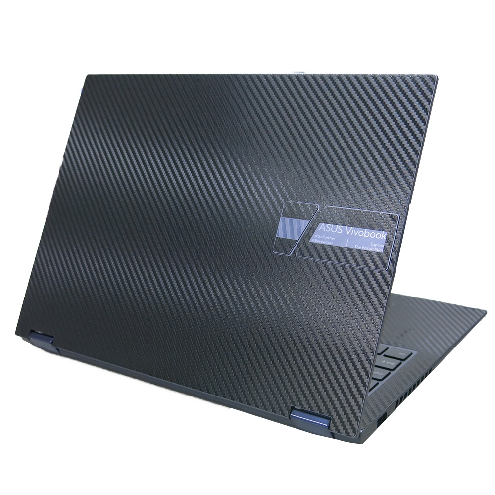 【Ezstick】ASUS Vivobook S14 Flip TP3402 TP3402ZA 黑色卡夢紋機身貼 共三張