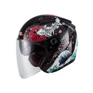 【SOL Helmets】SO-7E開放式安全帽 (浮世繪 黑/紅) ｜ SOL安全帽官方商城｜雙扣具可選