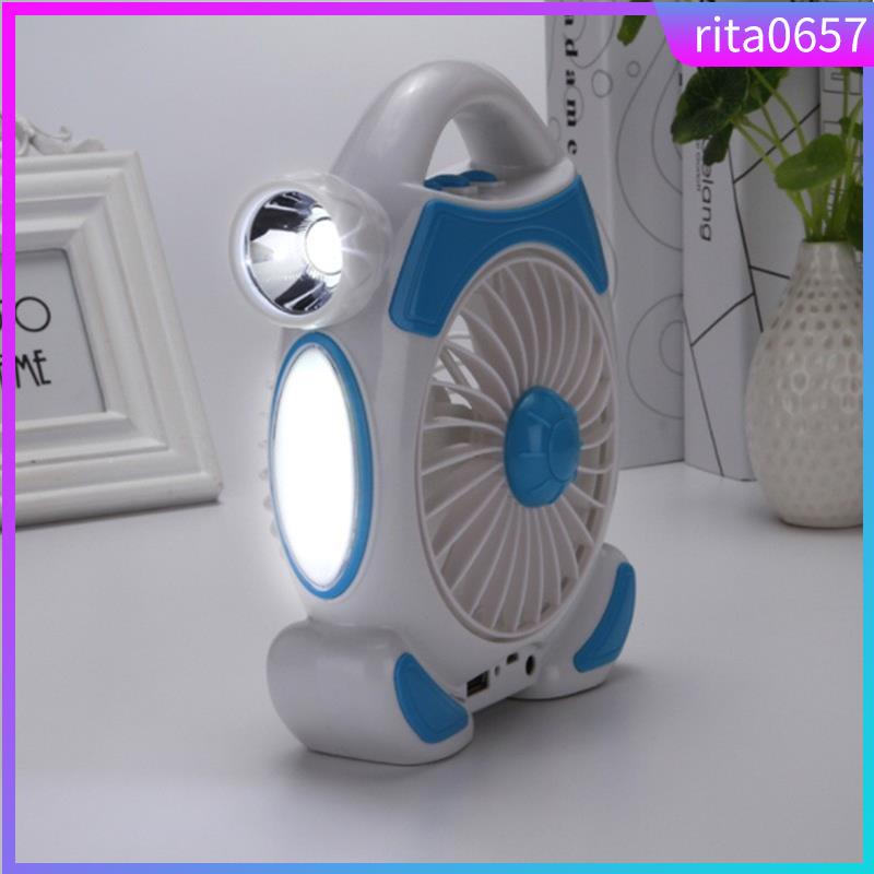 3-speed mini desktop fan with LED light and rechargeable bat