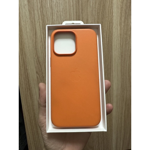 iPhone 14 pro max 原廠皮革 橘色