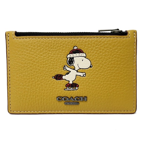 【COACH】SNOOPY限量聯名款信用卡名片卡夾零錢包(芥末黃)