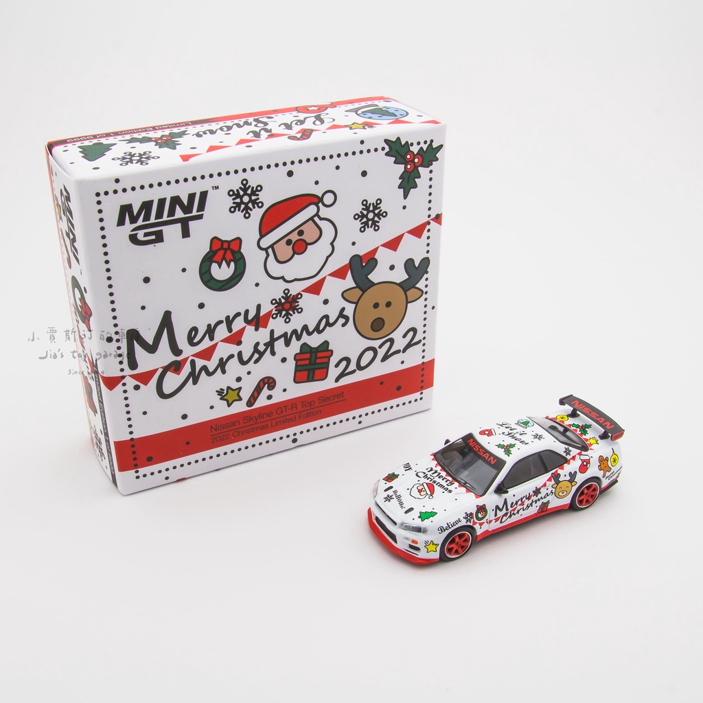 (小賈車庫) 1/64 MINI GT #387 少量現貨販售中  2022 聖誕節限定 R34 方盒