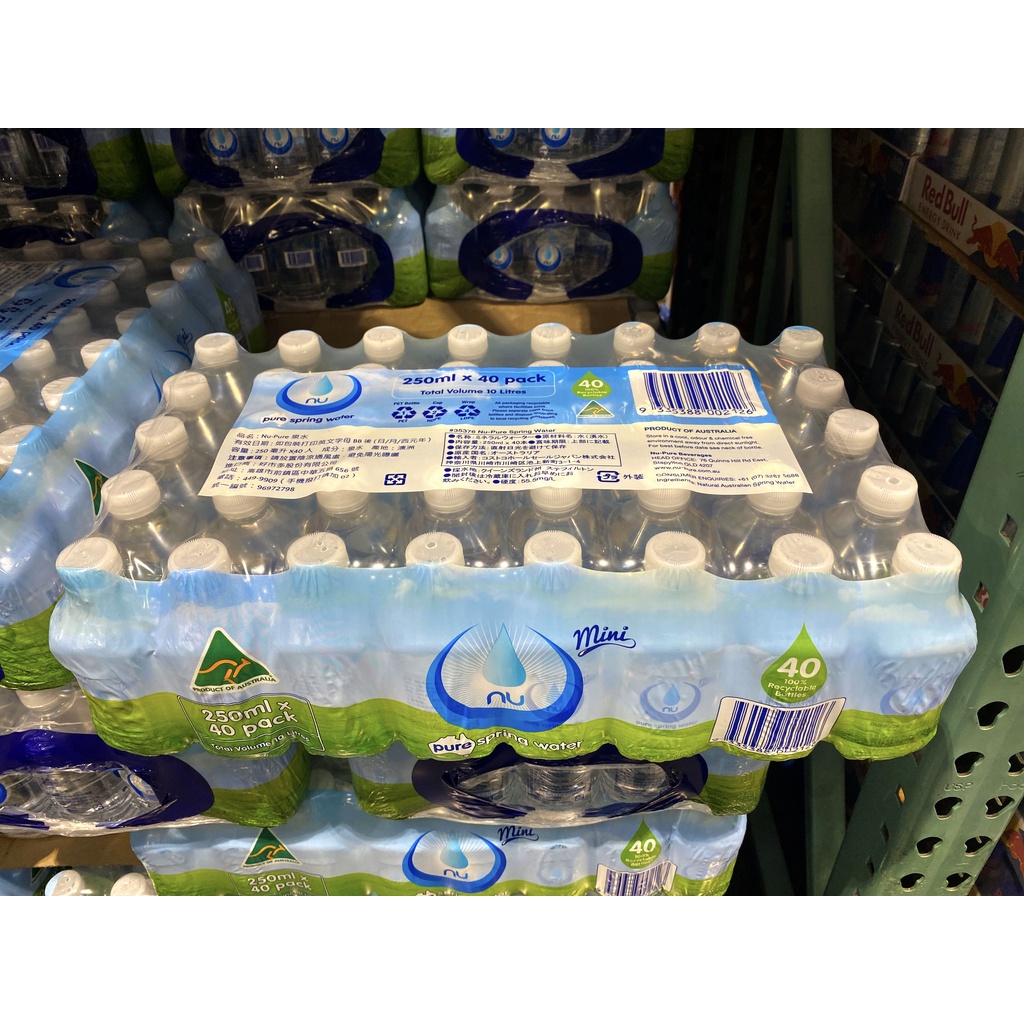 台中小蜜蜂美式賣場代購 (開發票統編) Nu-Pure 泉水 250毫升 X 40瓶 礦泉水 瓶裝水 水