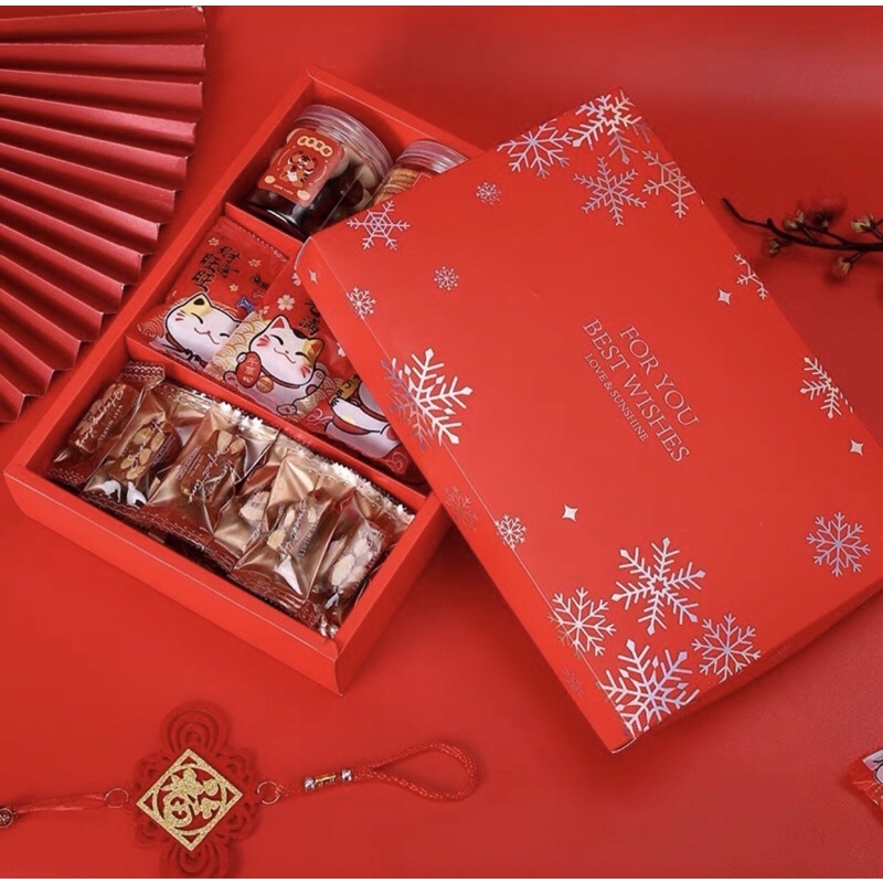 兔寶台灣快速出貨 年節禮盒高檔燙金雪花包裝盒 新年禮盒 聖誕節禮盒 包裝盒 點心盒 月餅盒 牛軋糖 曲奇餅乾禮盒 糖果盒