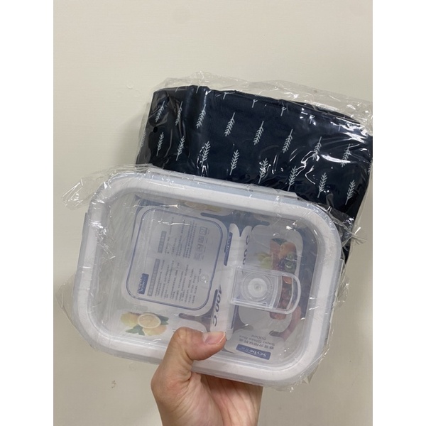 京站 玻璃保鮮提袋組 分隔 玻璃保鮮盒 密封盒 耐熱 可微波 烤箱 電鍋