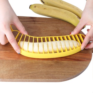 1/2/3 香蕉切片機切碎器黃色切割器塑料水果蔬菜工具廚房沙拉切割工具香蕉製作