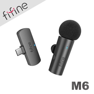 【風雅小舖】【FIFINE M6 無線領夾式直播麥克風】2.4G無線傳輸/360°全方位收音/隨插即用/耳機監聽