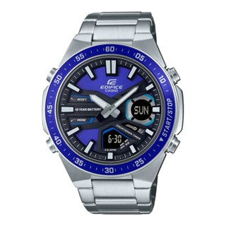 CASIO 卡西歐 (EFV-C110D-2AV) EDIFICE【台灣原廠公司貨】賽車系列 十年電力雙顯不鏽鋼腕錶