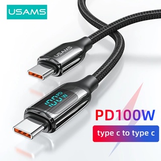 Usams PD 5A 100W 雙 Type-C USB C 端口 LED 實時數顯 充電線 快充充電線資料傳輸線