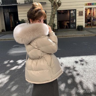 韓國東大門2022新款羽絨服女中長款狐狸大毛領白鴨絨收腰加厚外套 GADK